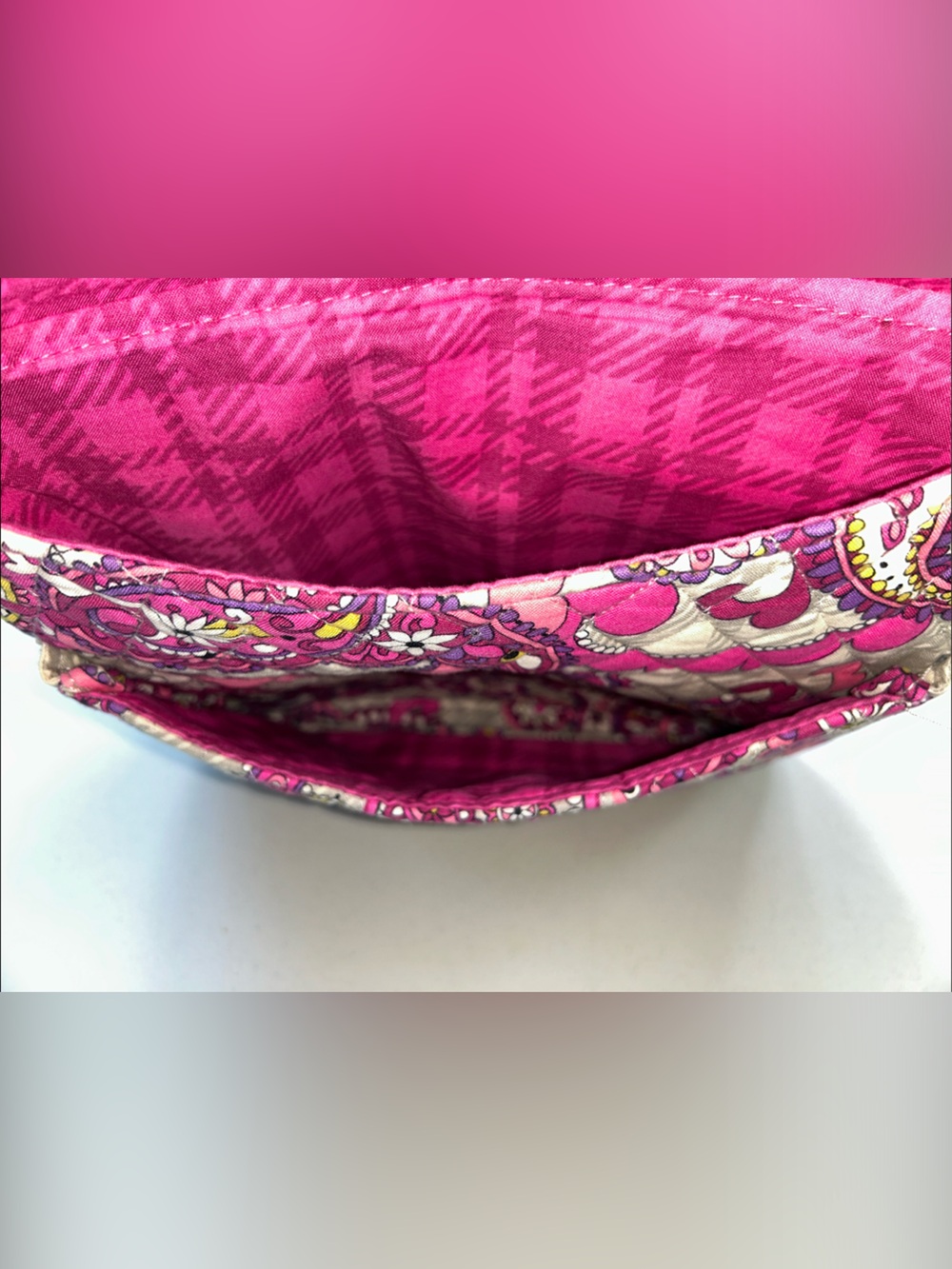 Vera Bradley Pink Paisley Quilted Crossbody Bag - Picture 9 of 11